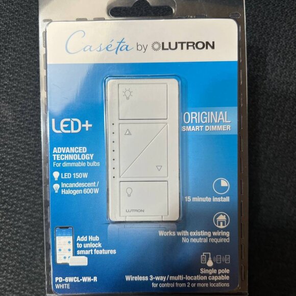 Lot of 5 *BRAND NEW* •Lutron Caseta• ORIGINAL WIRELESS SMART DIMMER (PD-6WCL-WH- - Picture 1 of 3